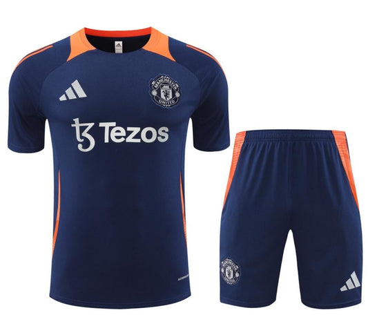 Ensemble Maillot + Short Manchester United - Bleu Marine & Orange